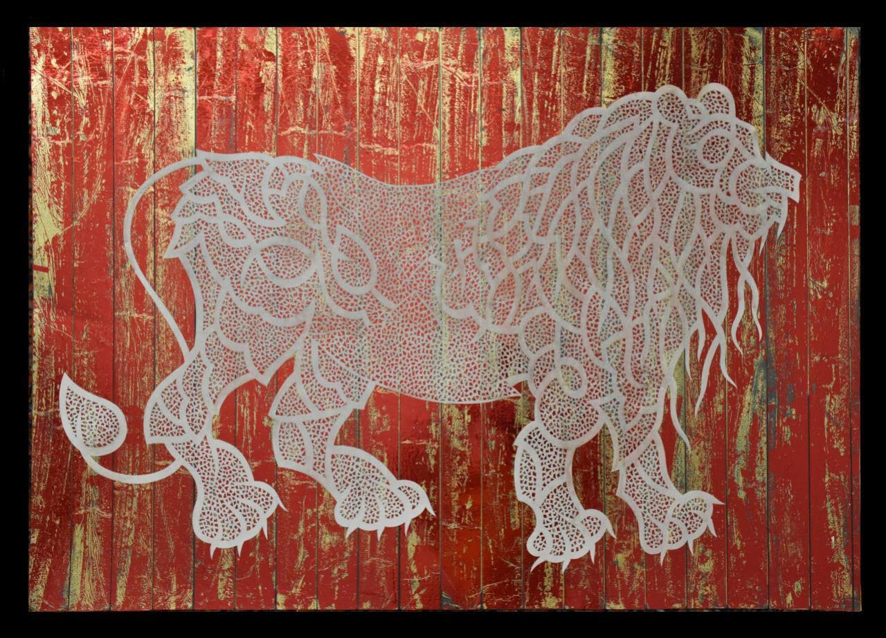 The Hunchbacked Lion in the Cage - Papercuts Exhibition - By Amir Kabirnejad